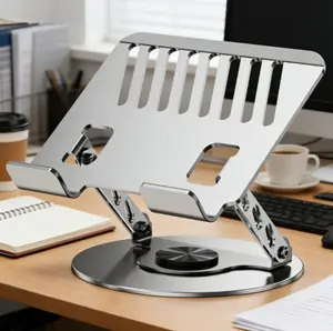 rgonomic 360° Rotating Laptop Stand, Height Adjustable Laptop Riser, Metal Computer Support Bracket for Notebook, Keyboard & Monitor