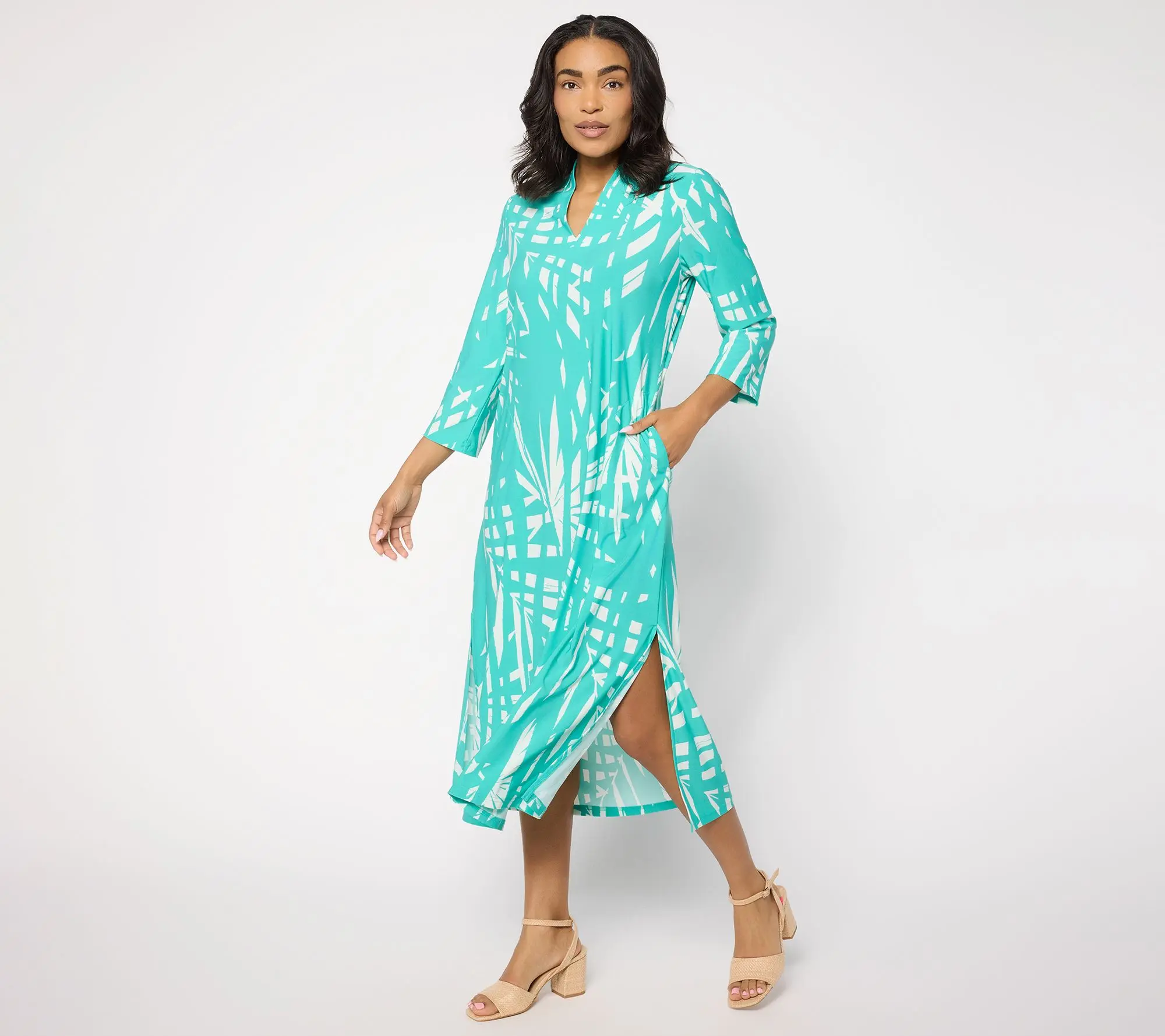 Brandis Dress Out Loud Discovery Knit Petite Tulum Tropical Caftan