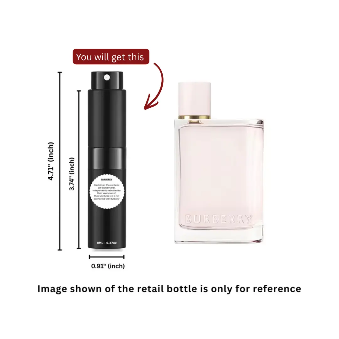 BURBERRY Her Eau de Parfum 8ml-0.27oz Edp Fragrance, Floral Fruity Perfume, Long Lasting Single Item Decanted Spray, 100% Original Authentic Women's Fragrance