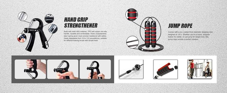 LALAHIGH Home Gym Kit, All-in-One Fitness Equipment with Push-Up Board, Resistance Bands with Bar, Pilates Bar, Pulley and Multi-Functional Training Board for Exercise Strength Training, Stable and Portable Home Workout Equipment