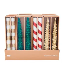 Christmas Taper Candle Set, 4 asst