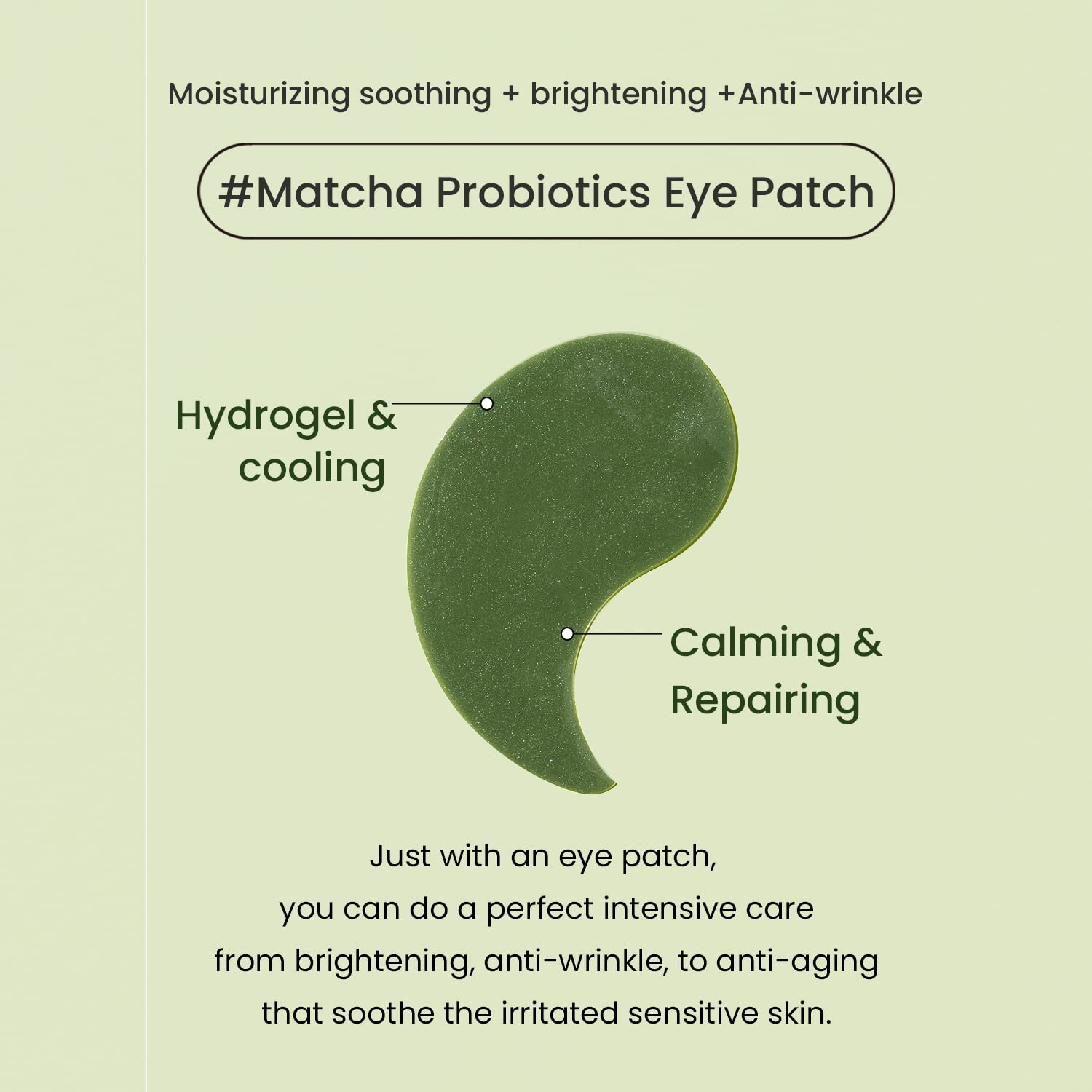 [Heimish] Matcha Biome Hydrogel Eye Patch (1.4g/0.05oz *60pcs) – Cooling, Brightening & Anti-Aging for Puffy Eyes, Dark Circles Springtok Calming