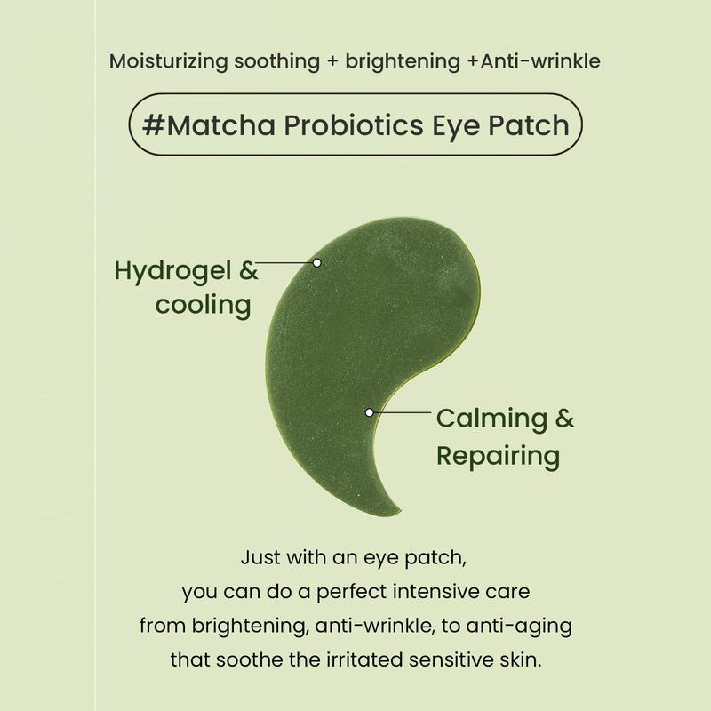 [Heimish] Matcha Biome Hydrogel Eye Patch (1.4g/0.05oz *60pcs) – Cooling, Brightening & Anti-Aging for Puffy Eyes, Dark Circles Springtok Calming