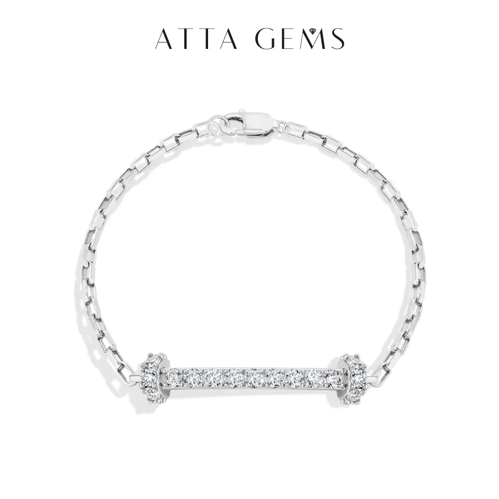 ATTAGEMS 925 Sterling Silver Simple Design D Color 3.0mm Round Cut Lab-Grown Moissanite Bracelet for Women, Stackable Lab-Grown Gem Jewelry, Party Wear Daily Fine Jewelry B081 summerwins, Moissanite Jewelry