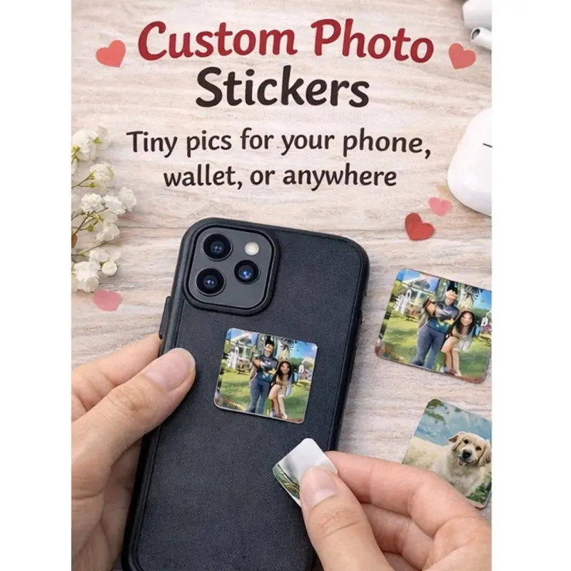 Personalized Custom Photo Adhesive Stickers - Die-Cut Permanent Stickers, Compact DIY Scrapbooking Accessories for Smartphone Casings, Phone Wallets (Toys & Hobbies, Stamping Decor), Adhesive Stickers Stickers, Die-Cut Stickers