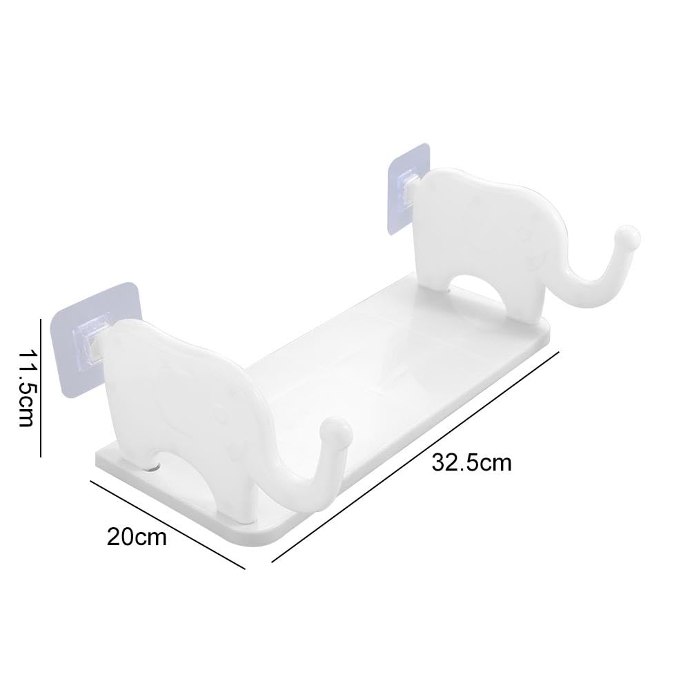 1PCS Elephant Shaped Shelves,Multifunctional Storage Rack Elephant Storage Rack Hanging Storage Rack for Kitchen Room(White)