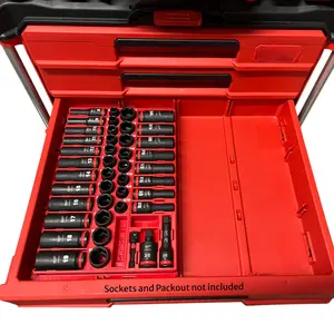Packout Toolbox Insert compatible with Milwaukee 3/8" Shockwave Impact Socket Set (49-66-7009) Tool Accessories Toolkit