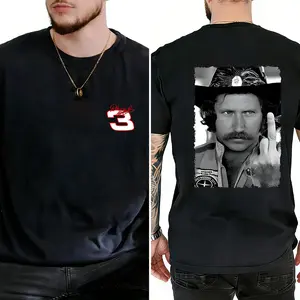 Edgy T-shirt with NASCAR Famus Racer The Intimidator DE & Signature Printed, For Women, For Men [180G/230G 100% cotton short-sleeve/hoodie, soft and comfortable]