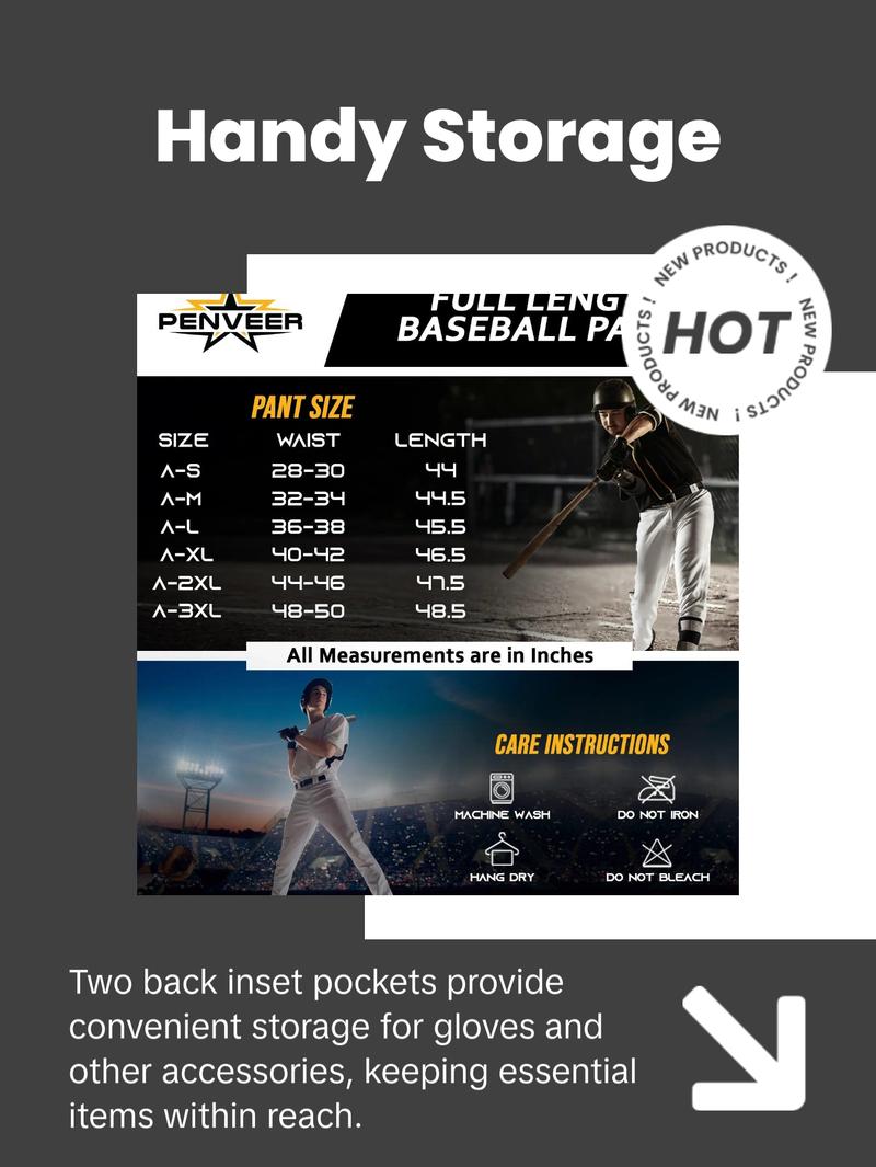 Penveer Full Length Men's Baseball Pants, Open Bottom, Loose Fit Adult Baseball Pants with Adjustable Length (Grey)