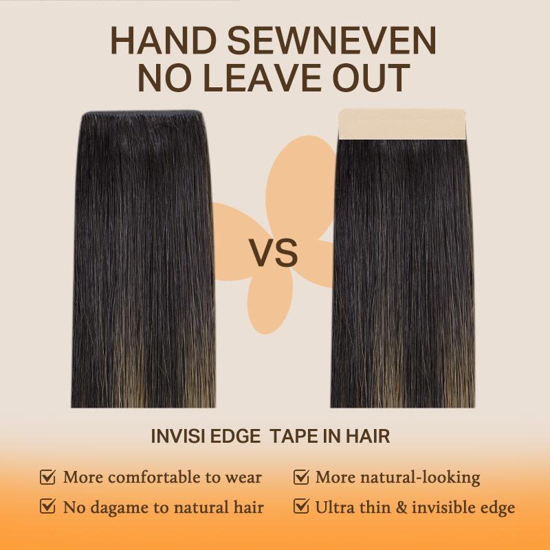Doores 50g 14-24inch injected Tape in Hair Extensions 100% Human Hair No Glue No Clip, Pre-Bonded more Invisible