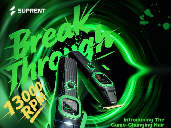Suprent FANGS Vector Clipper – 13,000 RPM AI Controlled Motor Unique U-Shape Blade- Dual Mode Lever LED Light- Professional Hair Trimmer for Barbers-Gift for man
