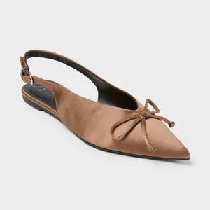 Women’s Camille Satin Slingback Bow Flats - A New Day