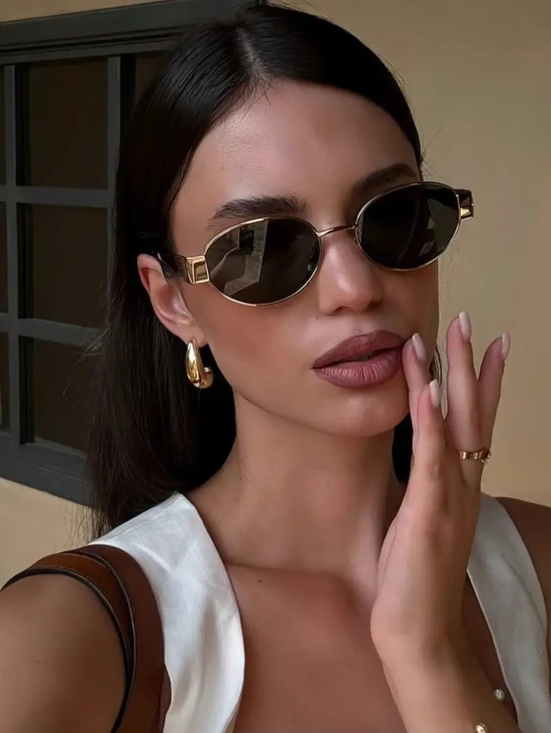 Summer Turn Up〗2 PCS Retro Oval Sunglasses for Women Trendy  display picture 2