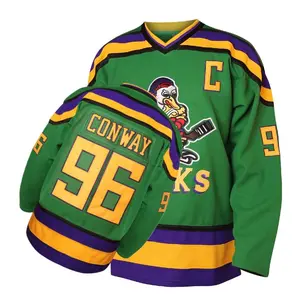 Mighty Ducks Jersey Movie Hockey Jersey S-XXL Charlie Conway #96 Adam Banks #99 90S Hip Hop Clothing for Party Athletic Outfit High Performance Activewear