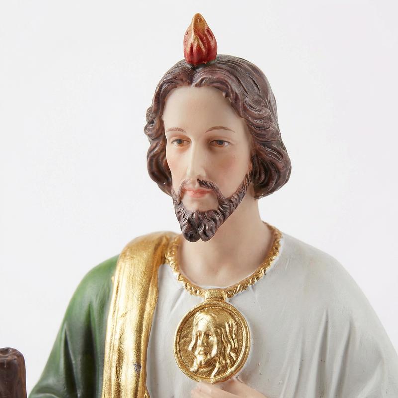 8.5 Inch Religious Resin St. Jude Tadeo Statue – Colorful Catholic Prayer Statue for Home Worship, Devotional Figurine for Believers, Collectible Religious Decor Mini Faith