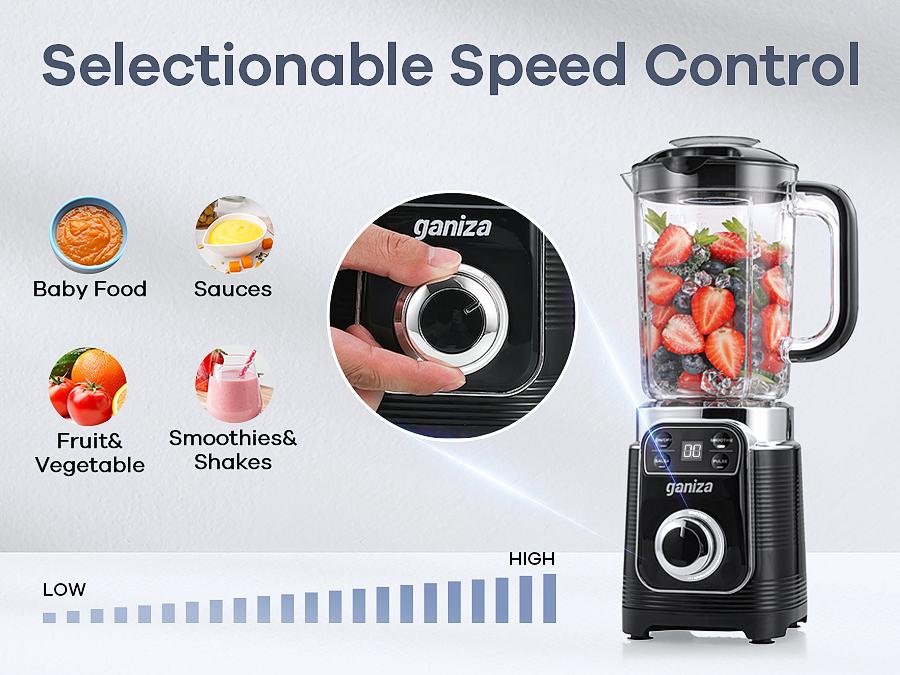 Ganiza Professional Smoothie Blender 1100W Motor 25000 RPM 8 Auto Programs for Frozen Fruits Ice 64 oz Large 12-in-1 Countertop Blender Dishwasher Safe Multifunctional Juicer food processor nutribullet vitamix juicer machine