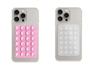 Random Color 2PCS Phone Silicone Suction Cups,  Phone Case Mount Hands-Free Sticky Cell Phone Grip, Mobile Fidget Mirror Holder for Selfies and Videos