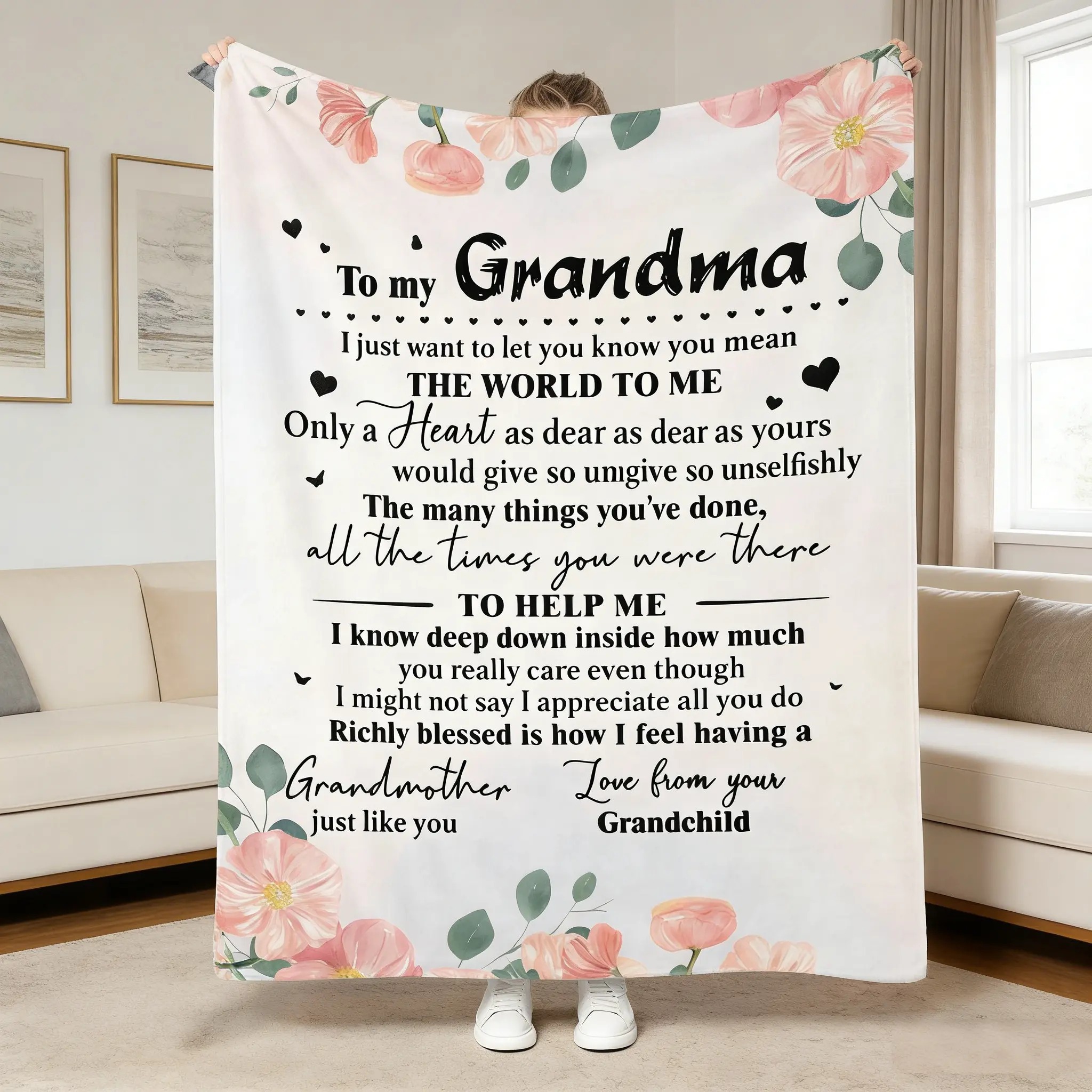 2026 Mother's Day Gift for Grandma Soft Cozy Flannel Blanket Heartfelt Sentimental Keepsake Plush Throw Warm Blanket for Grandmother from Grandchild Granddaughter & Grandson