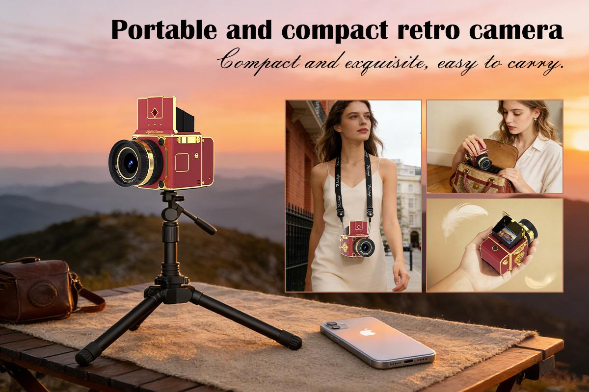 T-JERZENS Retro Digital camera,Portable vintage Camera,16X Digital Zoom 2.7K vlogging camera for beginner,cameras for photography,Compact Travel Camera for Boy,Girl,Birthday Gifts,New Year Gift