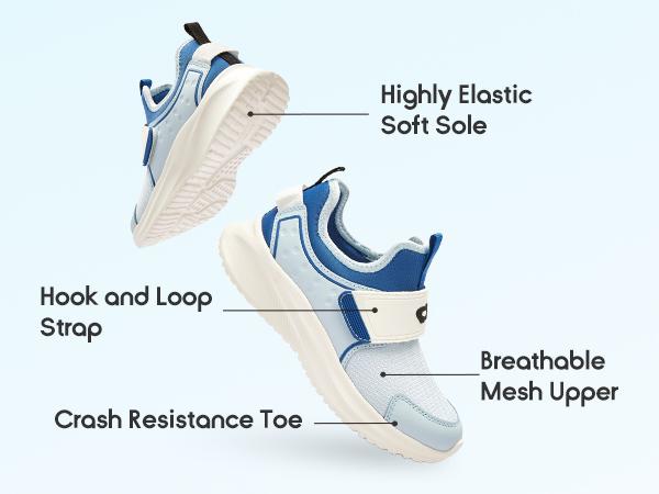 Balabala Kids Lightweight Breathable Running Sneakers 2025 Spring Soft Flex IP Outsole Shoes for Boys and Girls with Mesh Upper & Velcro Strap
