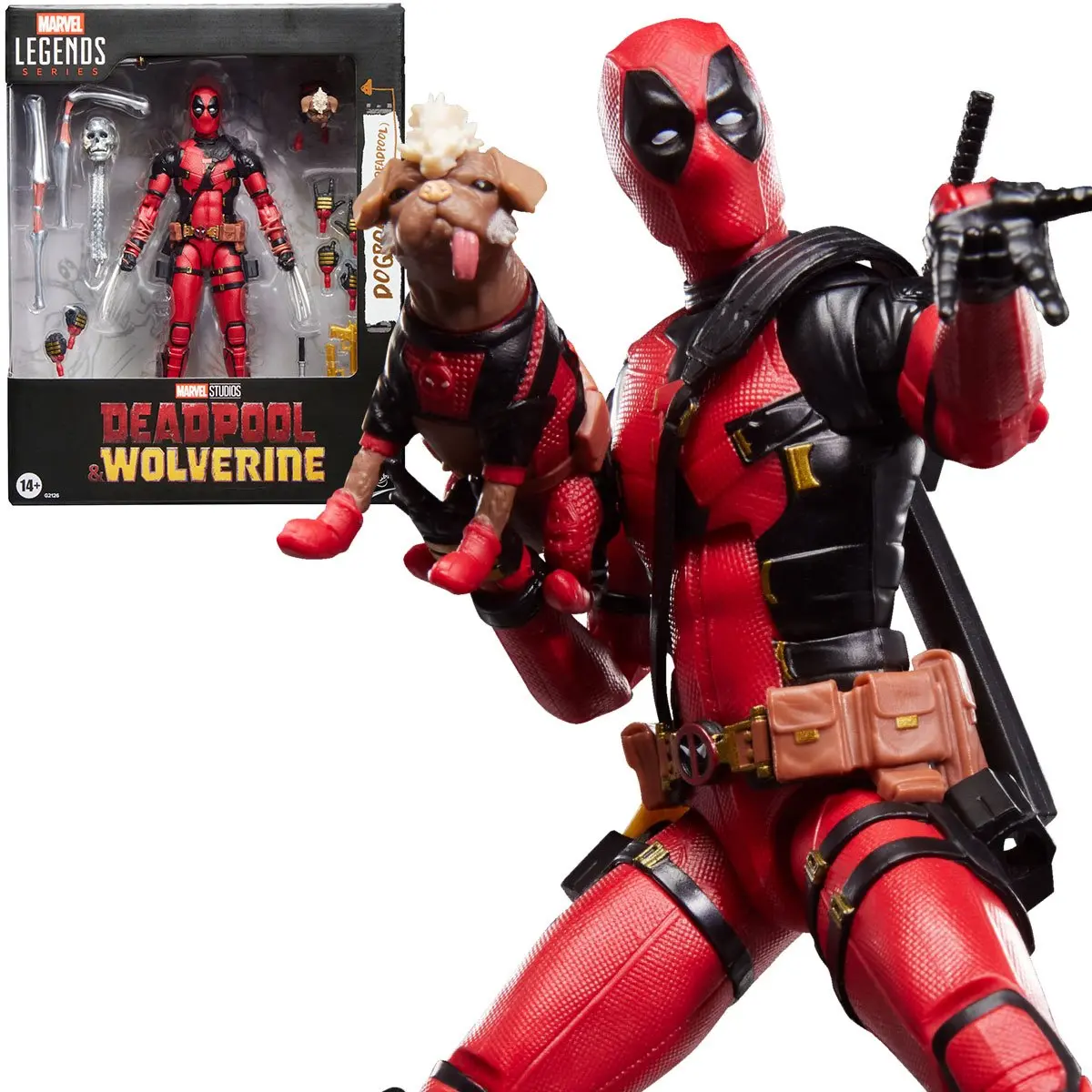 Hasbro Marvel Legends Deadpool & Dogpool 6-Inch Action Figure Set, Deadpool & Wolverine Movie Collectible with 17 Accessories props fake