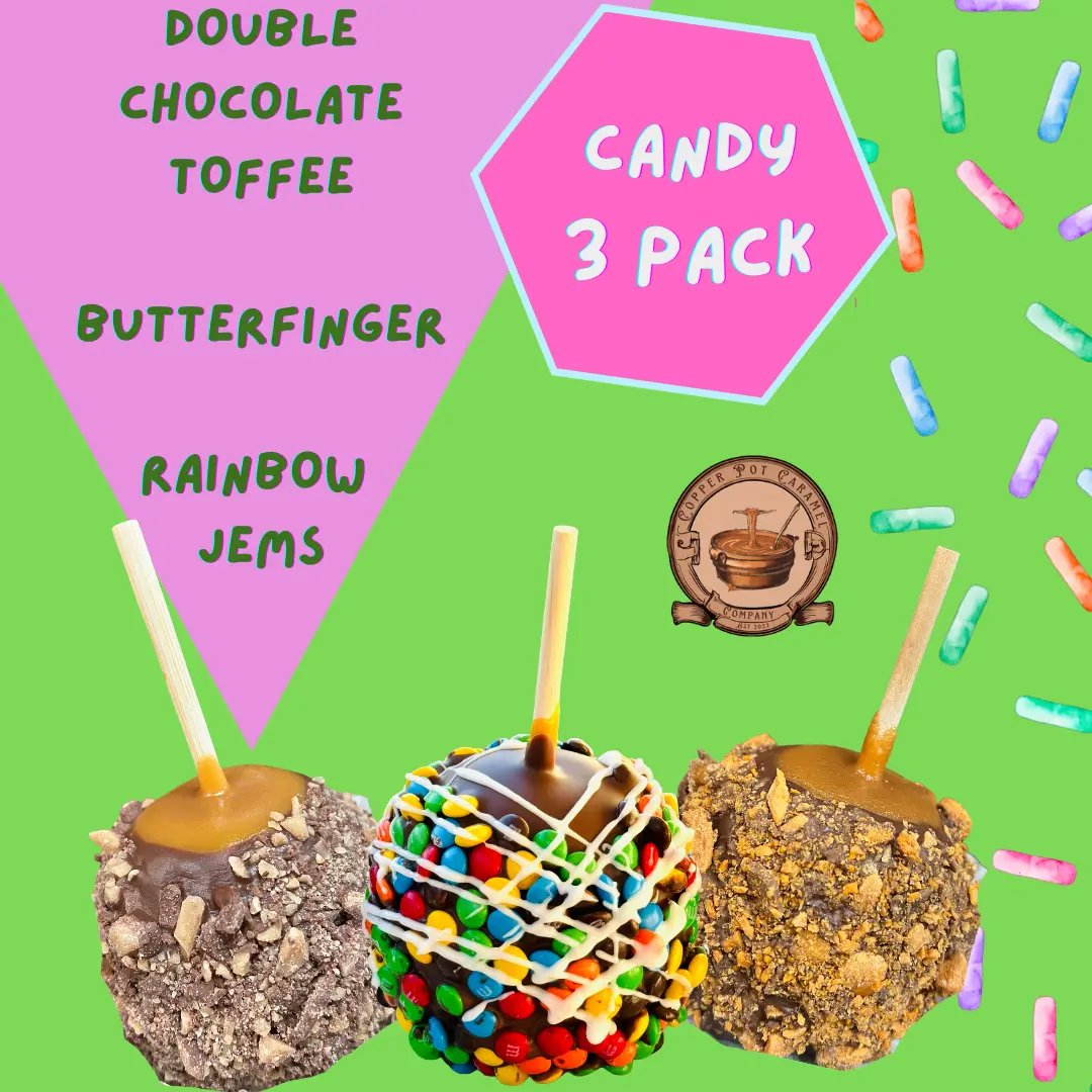 Candy 3 Pack: JUMBO Butter Crunch, Mini Rainbow gems & Double Chocolate Toffee Dessert Snack