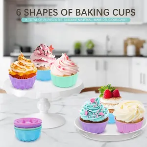 24Pcs Nonstick 3-Inch Silicone Donut Mold, Silicone Baking Cups Molds Donut Pan, Muffin, Jello, Bagel Pan - Oven, Microwave, Dishwasher Safe