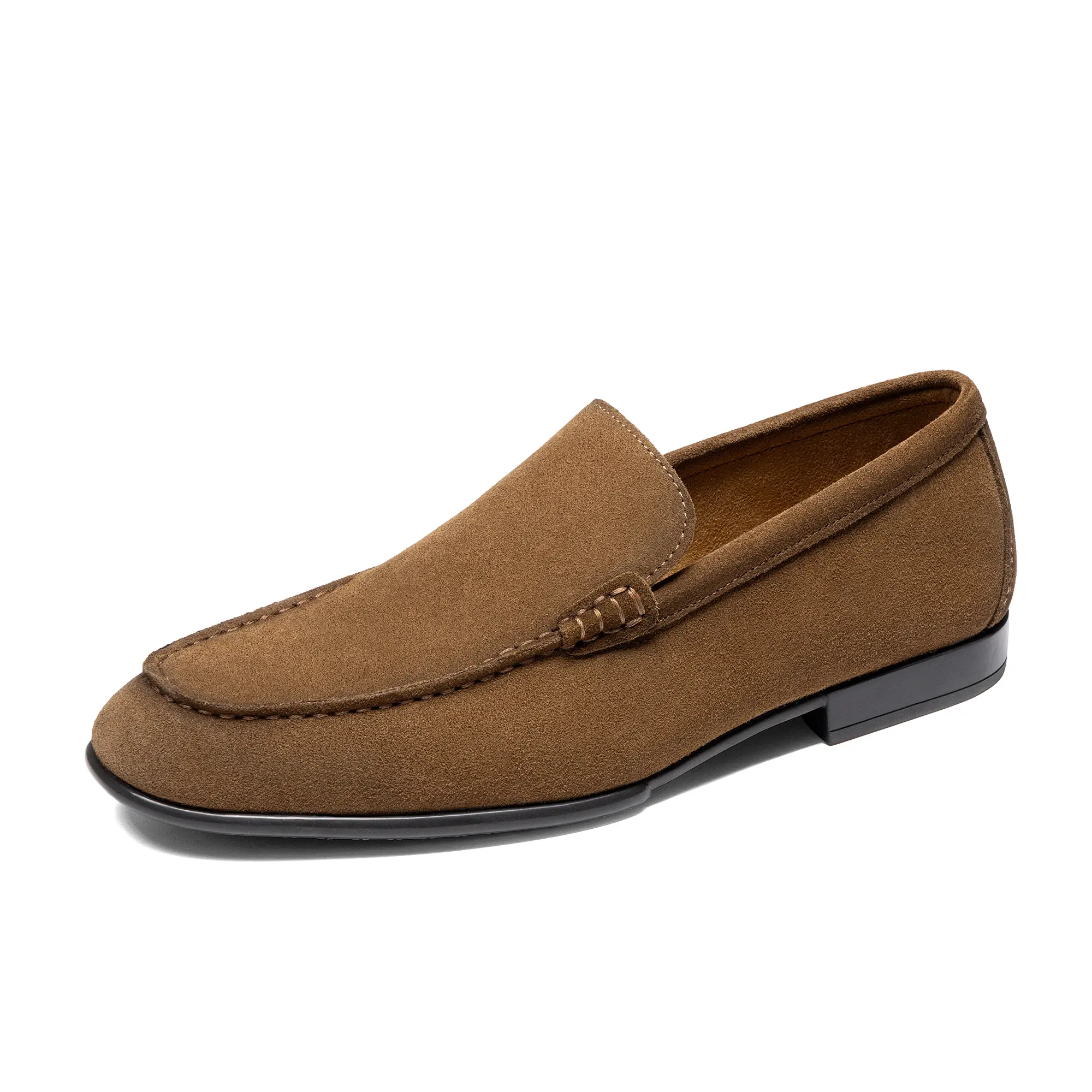 【BRUNO MARC Anniversary】 Men's Classic Suede Leather Loafers, Slip-On Formal Round Toe Dress Shoes, Lightweight Breathable Comfort Flats, Flat, Footwear, Classic Loafers tiktokshopbacktoschool, Men's Shoes, All Seasons, Chic Brown Loafers