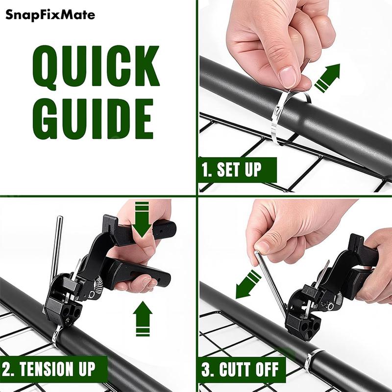 Snapfixmate Metal Zip Ties with Stainless Steel Cable Tie Gun, Special Tool For Fastening and Cutting Steel Zip Ties, 100pcs 11.8in Uv Resistant chain link fence Parts For Fence Exhaust Pipe Outdoor, TikTokShopBlackFriday