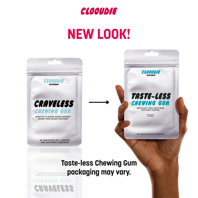 Clooudie California Taste-less Chewing Gum (Buy 2 for the price of 1), 14 Gum, Reduce Sweet Signal, Helps With Eating Healthy, Help With Bloating, Gymnema Sylvestre, Vegan