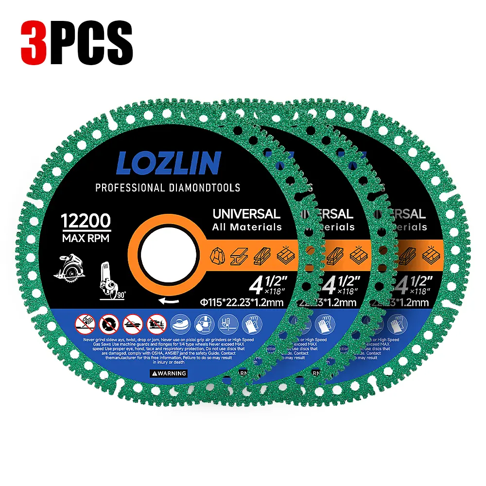 LOZLIN 1PCS/3PCS 4.5" Diamond Cut-Off Wheels for Angle Grinder, Professional Grinding Discs for Metal, Rebar, Porcelain Tile, Granite & Marbl Power Tools SummerVibes Marble