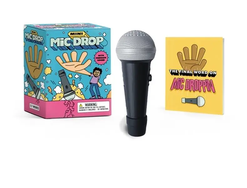 Donald Lemke Mini Electronic Mixed Media Book - Battery-Included (3 Button Cell Batteries) with Feedback Sound Effects, Speech, 4-in Replica Mic, 0.17 lbs, 4.66" H x 5.44" L x 1.94" W - Stocking Stuffer, Congratulations Gift for Joke Enthusiasts