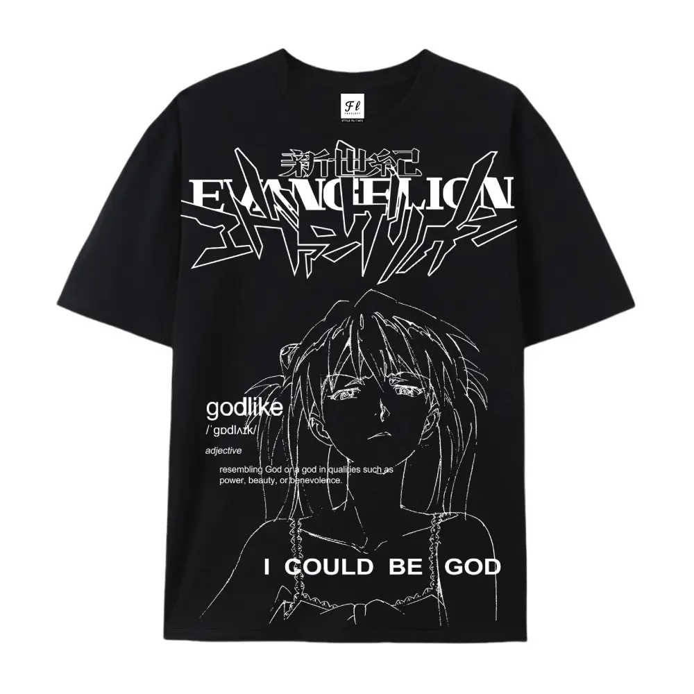 Men's Oversized Short-Sleeve 100% Cotton Casual Top, Evangelion Asuka Langley & Unit 02 Graphic T-Shirt, Menswear Fashion Anime Merchandise, Unisex Retro Streetwear Otaku Gift, Shortsleeve, Evangelion Character Graphic Men's Short-Sleeve T-Shirts