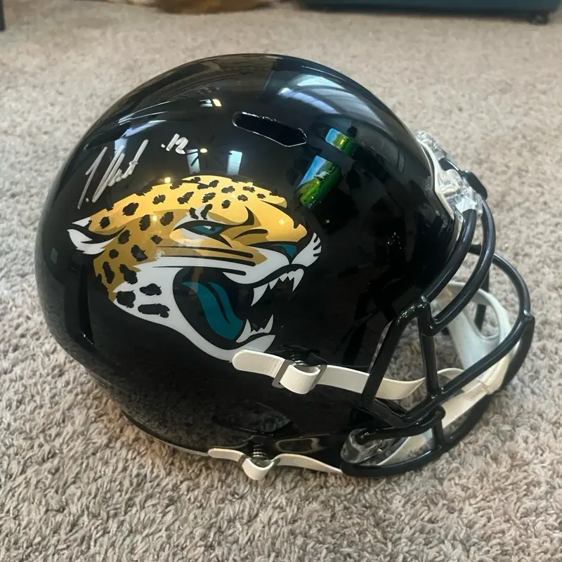 Travis Hunter Signed Jacksonville Jaguars Full-Size Replica Helmet | Beckett Authenticated