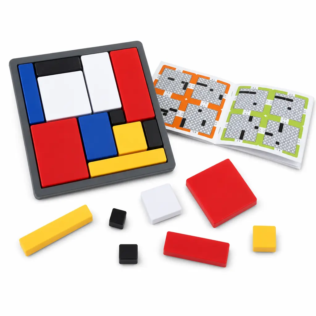 Logic Puzzle Challenge Game 88 Levels | Visual Spatial Brain Teaser Manipulative | Includes Puzzle Board, Geometric Blocks & Level Guide | Ages 6+ Learning Materials