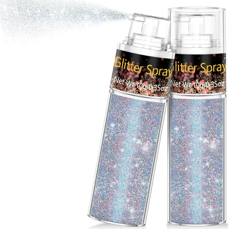 1PC Hair & Body Glitter Spray Makeup - Ultra-Fine Dry Holographic Pearlescent Glitter Powder, Shake & Spritz Application, Body Shimmer Spray for Adults, Carnival, Birthday Bashes, 4th of July Accessories