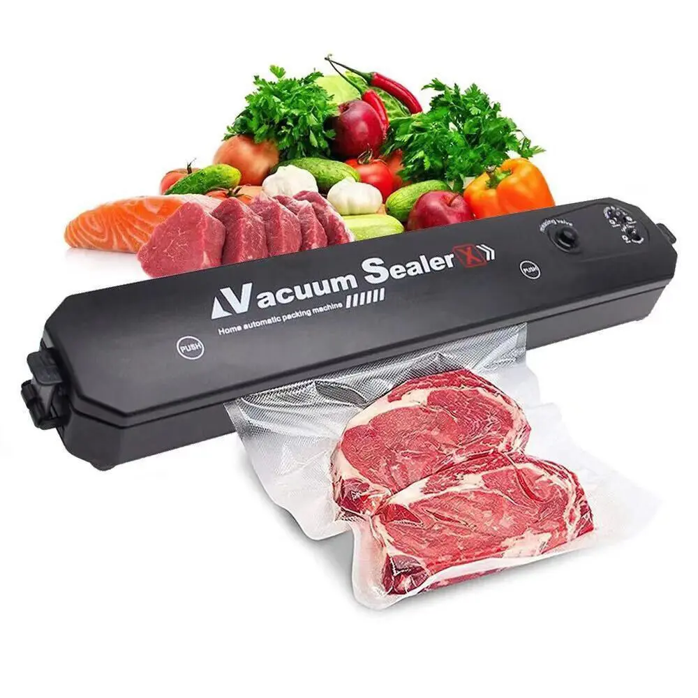 Automatic Compact Hands-Free Portable Kitchen Vacuum Sealer - 90W ABS Anti-Bacteria Kitchen Supplies, 220v-240v Automatic Sealing System, LED Light, 37x7x5.2cm Small Size Single Unit, US Stock, Seal Bag Compatible, Stores, Kitchen Gadgets