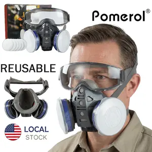 Spring Reusable Full Face Respirator Mask with Dual Filter Cartridges – 11-in-1 Multi-Function Safety Gas Mask for Painting, Construction, Grinding, DIY