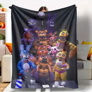 Five Nights Inspired Flannel Blanket Animatronic Character Print Soft Warm Cozy Lightweight Durable for Bedroom Living Room Gaming Room Holiday Gift