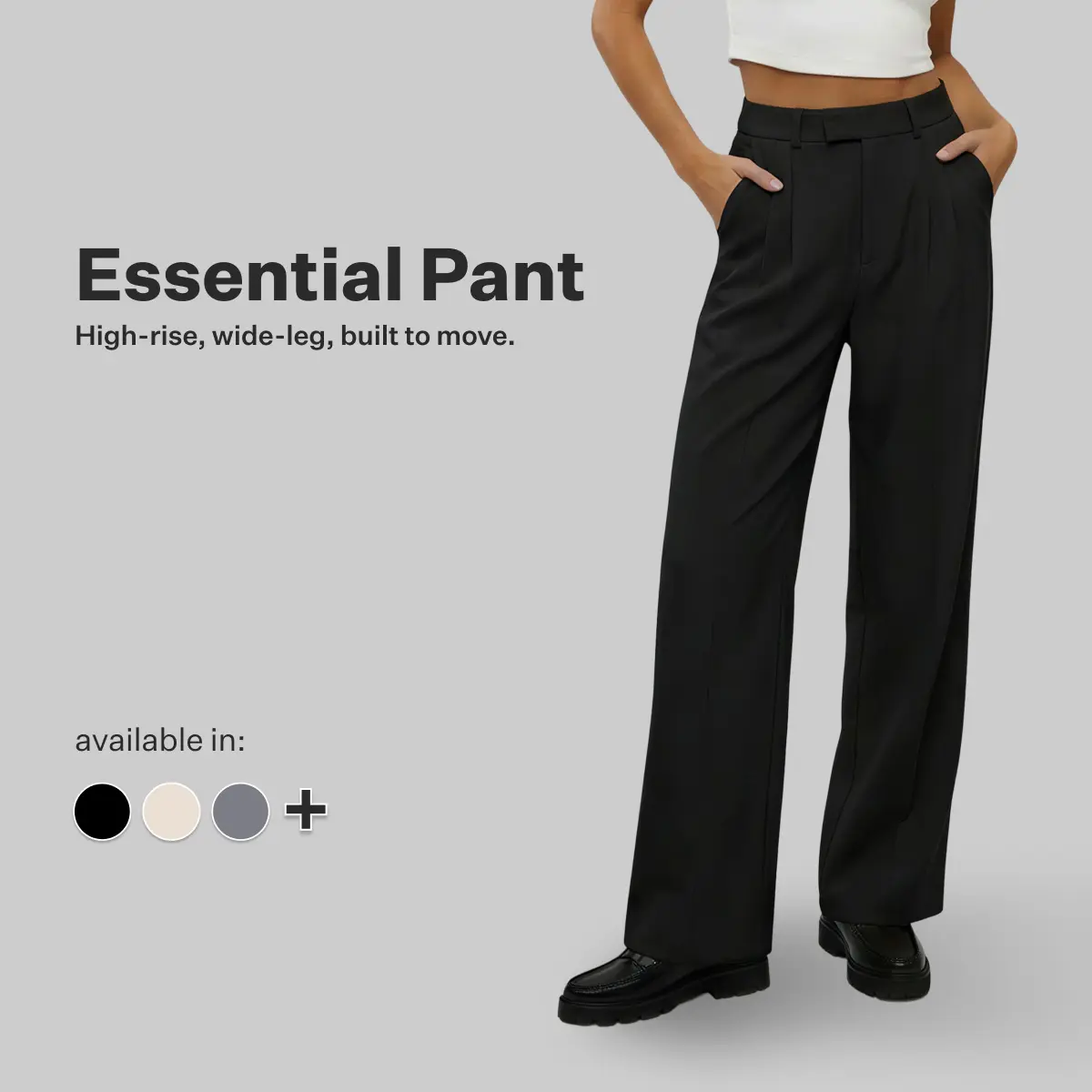 CUTS CLOTHING Women's Essential High-Waisted Wide-Leg Pleated Stretch Knit Crepe Trousers - Wrinkle-Resistant Workwear, 4-pocket Carry, Belt Loops, Spandex Fabric, Drape Fit - Pair with Blazer, Blouse for Casual Work Use (Quartz)