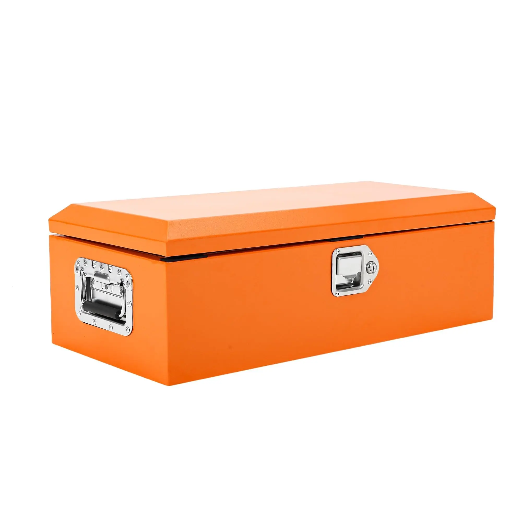 Garvee Orange Steel Truck Bed Tool Box, Diamond Plate Tool Box with Side Handle and Lock Keys, Storage Toolbox Chest Box Organizer for Pickup, Truck Bed, RV, Trailer