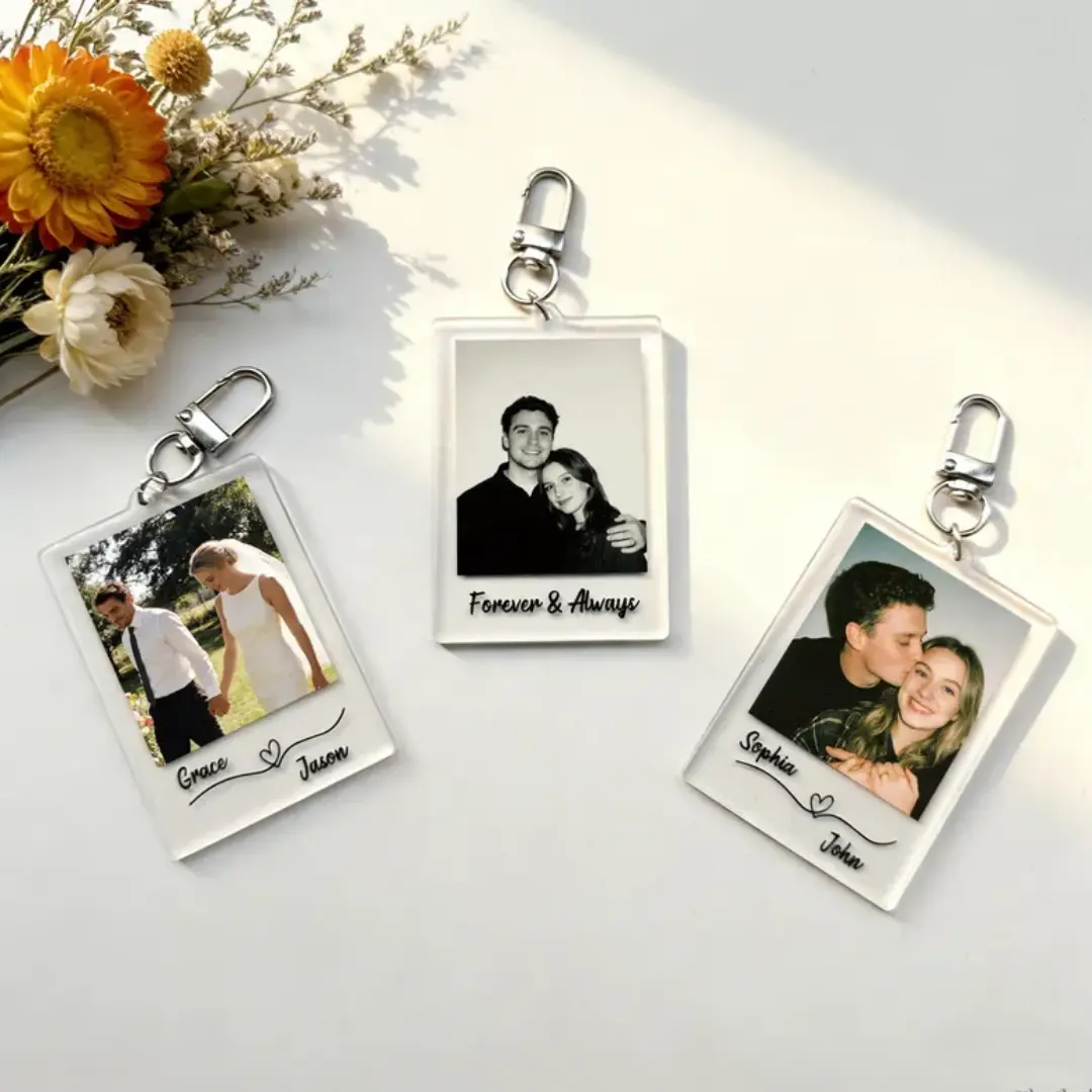 Custom Photo with  Message Keychain - Personalized Picture Keyring Couples Gift Anniversary Tag, Family and Friend Gift Anniversarygift Couplesgift
