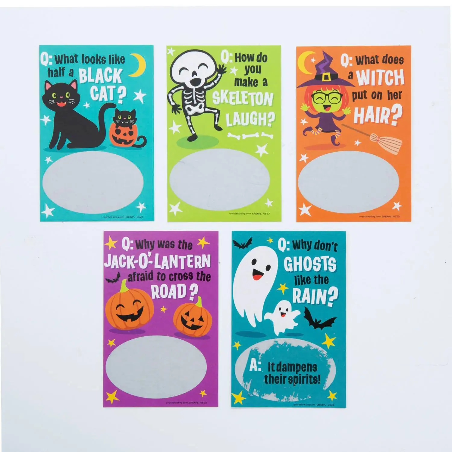 Halloween Joke Scratch-Off Cards, Party Favors, Toys, 50 Pieces, 2" x 3 1/2"