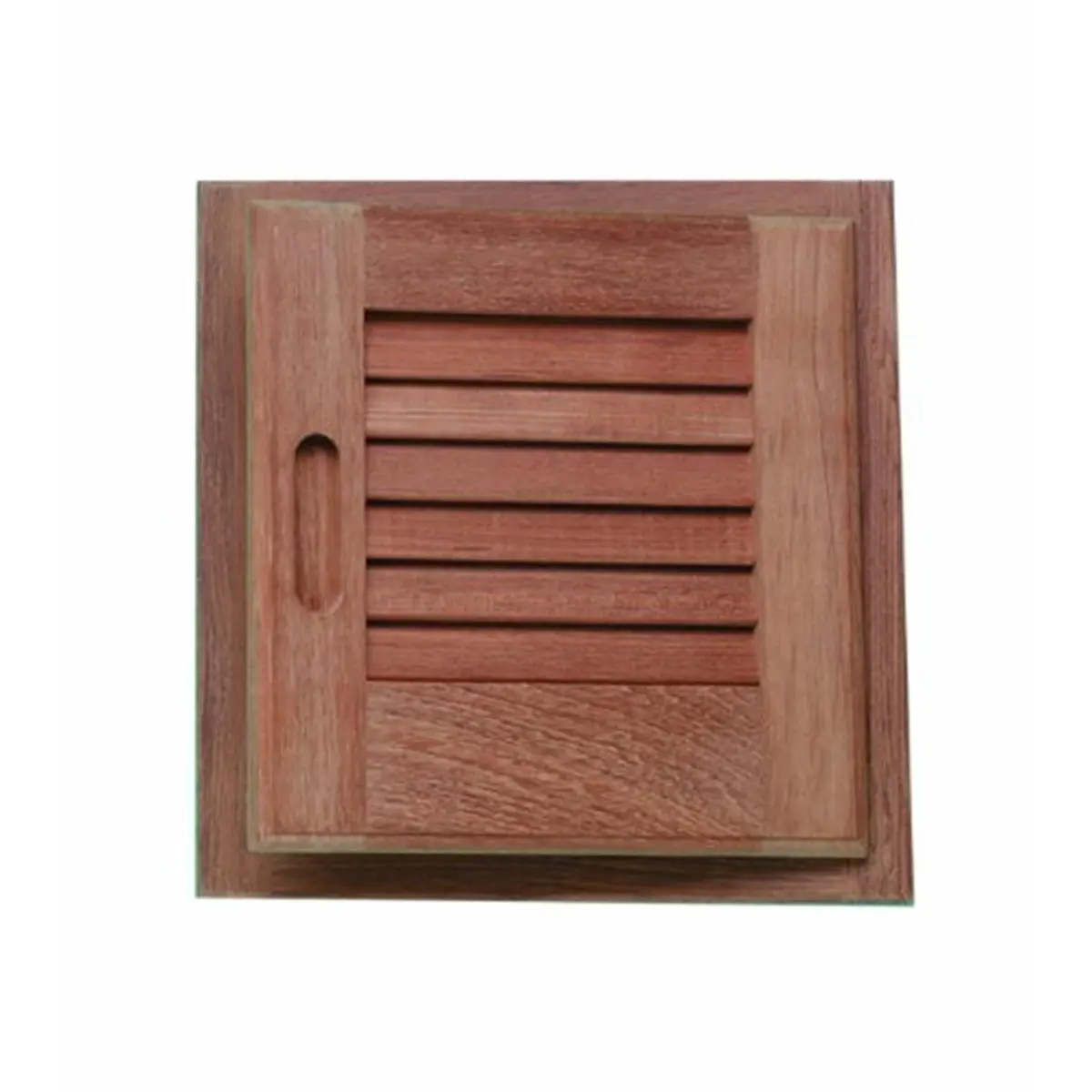 212 MAIN Left-Hand Louvered Solid Teak Door & Frame, 12in x 12in, Smooth Finish, 12In.x12in