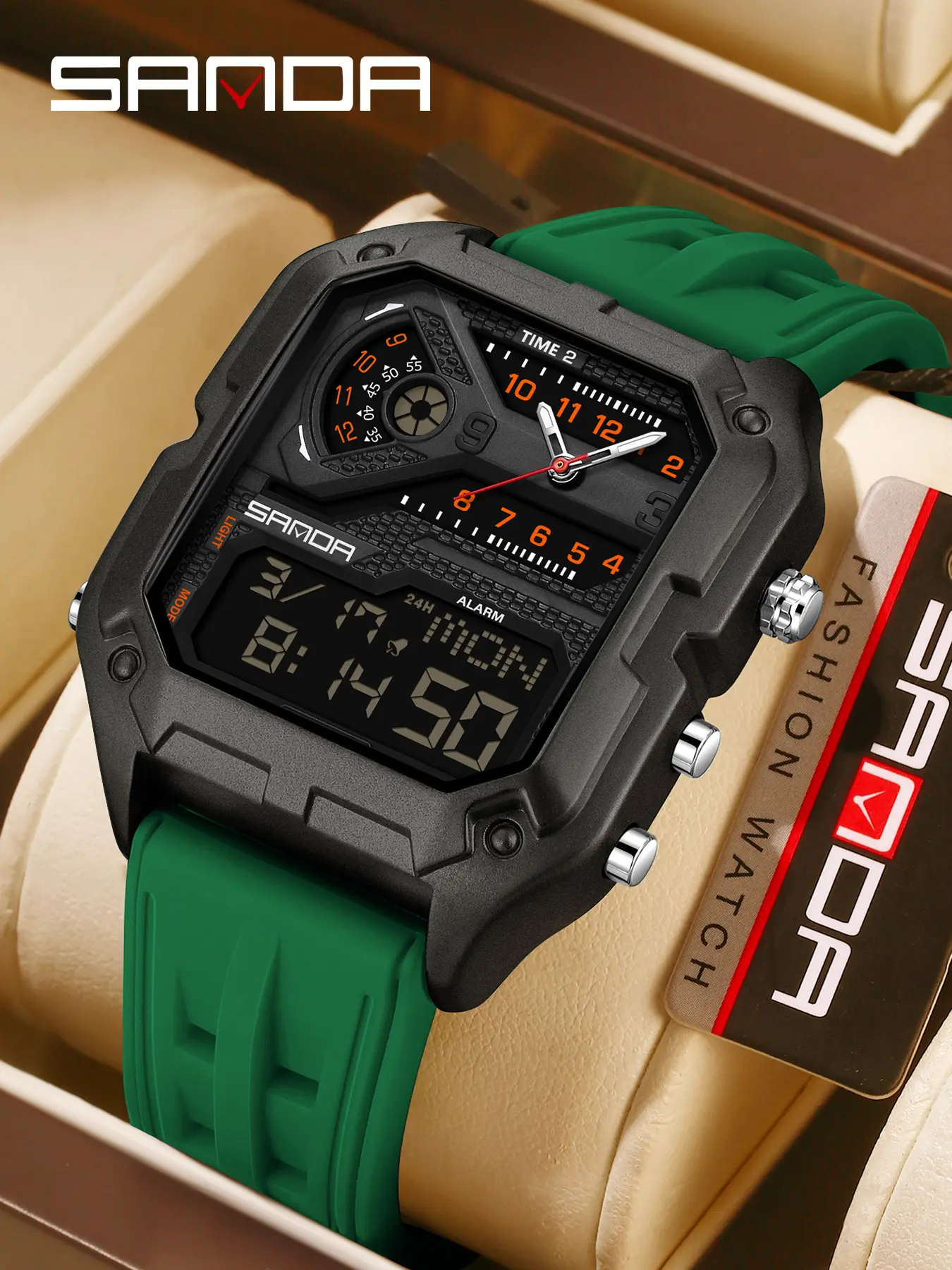 Three-D Temu Waterproof Sports Outdoor Watch, Three-Time Zone Alarm Youth Wristwatch, Multi-Window Trendy Electronic Watch, Fashionable Waterproof Watch, Sporty Waterproof Watch, Casual Trendy Wristwatch, Trendy Multifunctional Watch, Analog Digital Watch