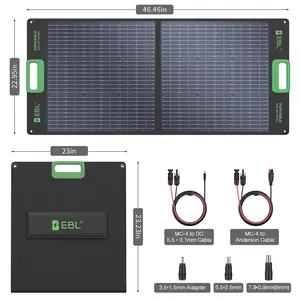 EBL 100W Solar Panel - Foldable Portable Charger for Power Stations | Fast Off-Grid Power for Camping, RV & Emergencies