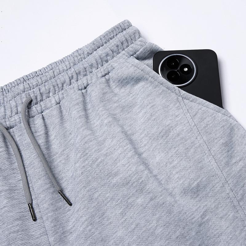 Solid Color Men's Loose Straight Long Pants - Polyester Fabric Soft and Slightly Stretchy, Drawstring Waistband, Outdoor Casual Style and Streetwear for Spring and Autumn, Two Side Pockets, Suitable for All Seasons