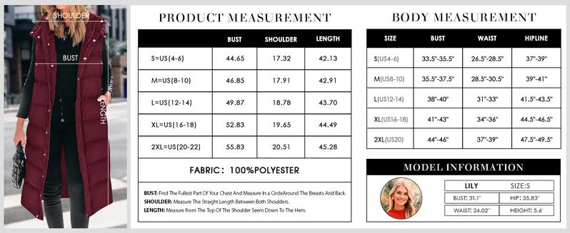 BTFBM Women's Long Puffer Vest with Quilted Hood and Button Down Closure for Winter Coat 2025 - Tops, Womenswear