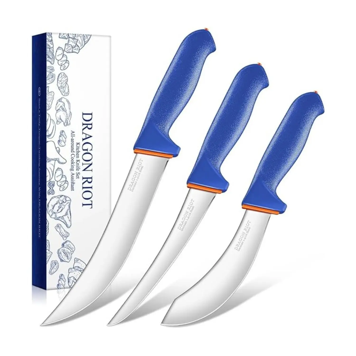 【Deals for You】 DRAGON RIOT Butcher Knife Set Trimming Set Kitchen Knife for Meat Great Christmas Gift