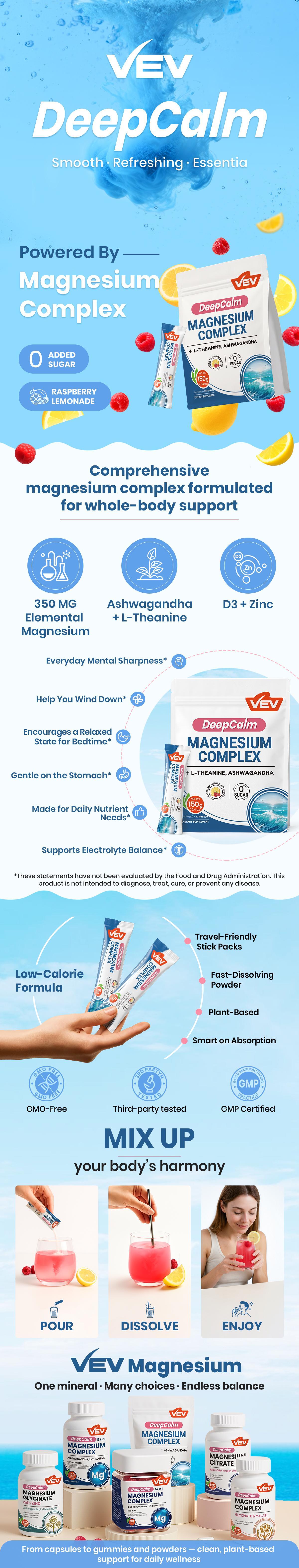 【Tiktoklori Special】VEV Magnesium Complex Drink Powder Supplement with Ashwagandha, L-Theanine & Vitamin D, Cortisol Lemonade Support for Calm & Relaxation, Raspberry Lemonade Flavor, Vegan – 3x 30 Ct 【Tiktoklori Special】VEV Magnesium Complex Drink Powder Supplement with Ashwagandha, L-Theanine & Vitamin D, Cortisol Lemonade Support for Calm & Relaxation, Raspberry Lemonade Flavor, Vegan – 3x 30 Ct